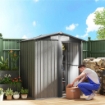 CASETTA DA GIARDINO PORTA ATTREZZI IN ACCIAIO CON TETTO INCLINATO E 4 PRESE D'ARIA, 152X132X188 CM, GRIGIO