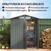 CASETTA DA GIARDINO PORTA ATTREZZI IN ACCIAIO CON TETTO INCLINATO E 4 PRESE D'ARIA, 152X132X188 CM, GRIGIO