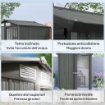 CASETTA DA GIARDINO PORTA ATTREZZI IN ACCIAIO CON TETTO INCLINATO E 4 PRESE D'ARIA, 152X132X188 CM, GRIGIO