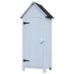 CASETTA PORTA ATTREZZI IN LEGNO A 3 MENSOLE CON TETTO IMPERMEABILE IN BITUME, 77.5X54.2X179.5 CM, BIANCO
