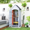CASETTA PORTA ATTREZZI IN LEGNO A 3 MENSOLE CON TETTO IMPERMEABILE IN BITUME, 77.5X54.2X179.5 CM, BIANCO