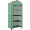SERRA DA BALCONE A 4 LIVELLI CON 4 ROTELLE E INGRESSO AVVOLGIBILE, IN ACCIAIO E PE, 69X50X165 CM, VERDE