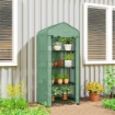 SERRA DA BALCONE A 4 LIVELLI CON 4 ROTELLE E INGRESSO AVVOLGIBILE, IN ACCIAIO E PE, 69X50X165 CM, VERDE