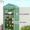 SERRA DA BALCONE A 4 LIVELLI CON 4 ROTELLE E INGRESSO AVVOLGIBILE, IN ACCIAIO E PE, 69X50X165 CM, VERDE