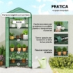 SERRA DA BALCONE A 4 LIVELLI CON 4 ROTELLE E INGRESSO AVVOLGIBILE, IN ACCIAIO E PE, 69X50X165 CM, VERDE