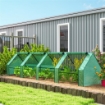 MINI SERRA DA GIARDINO A 4 PORTE ARROTOLABILI CON COPERTURA ALLUNGATA, IN ACCIAIO E PE, 360X90X90 CM, VERDE