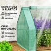 MINI SERRA DA GIARDINO A 4 PORTE ARROTOLABILI CON COPERTURA ALLUNGATA, IN ACCIAIO E PE, 360X90X90 CM, VERDE