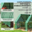 MINI SERRA DA GIARDINO A 4 PORTE ARROTOLABILI CON COPERTURA ALLUNGATA, IN ACCIAIO E PE, 360X90X90 CM, VERDE