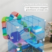 GABBIA PER CRICETI A 5 LIVELLI CON TUBI, RUOTA, SCALE, CASETTA E BOTTIGLIA, 46X30X58 CM