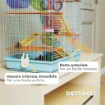 GABBIA PER CRICETI A 5 PIANI CON TUBI COLORATI, RUOTA, CASETTA E ACCESSORI, 47X30X59 CM, AZZURRO