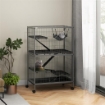 GABBIA PER RODITORI CON 4 INGRESSI A LIVELLI MULTIPLI CON AMACA, IN METALLO E PP, 80X52X128 CM, ARGENTO E GRIGIO