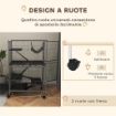GABBIA PER RODITORI CON 4 INGRESSI A LIVELLI MULTIPLI CON AMACA, IN METALLO E PP, 80X52X128 CM, ARGENTO E GRIGIO