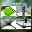 TERRARIO PER RETTILI RIALZATO CON SERRATURA E TERMOMETRO, IN VETRO E RETE METALLICA, 50X30X35 CM, NERO