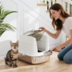 LETTIERA PER GATTI CHIUSA A 2 INGRESSI CON DEODORANTE E PALETTA, 52.4X41.3X39.8 CM, BIANCO