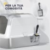 LETTIERA PER GATTI CHIUSA A 2 INGRESSI CON DEODORANTE E PALETTA, 60.4X40.4X41.8 CM, BIANCO E GRIGIO