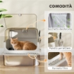 LETTIERA PER GATTI CHIUSA XXL IN ACCIAIO INOX, COPERCHIO APRIBILE A 90¦ E DOPPIE PORTE, 70X50X46.5 CM, GRIGIO