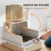 LETTIERA PER GATTI CHIUSA XXL IN ACCIAIO INOX, COPERCHIO APRIBILE A 90¦ E DOPPIE PORTE, 70X50X46.5 CM, GRIGIO