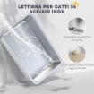 LETTIERA PER GATTI CHIUSA CON 2 TAPPETINI, IN ACCIAIO INOX, ABS E PP, 60.5X40.5X42 CM, BIANCA E ARGENTO