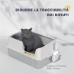 LETTIERA PER GATTI CON BORDI RIALZATI, VASSOIO E PALETTA, IN ACCIAIO INOX E PP, 60X40X28 CM, GRIGIO CHIARO