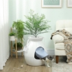 LETTIERA PER GATTI ANTIODORE A FORMA DI VASO CON PALETTA, IN ABS E ACCIAIO INOX, 50X48.5X58.7 CM, BIANCO