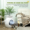 LETTIERA PER GATTI ANTIODORE A FORMA DI VASO CON PALETTA, IN ABS E ACCIAIO INOX, 50X48.5X58.7 CM, BIANCO