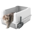 LETTIERA PER GATTI IMPERMEABILE CON PARETI RIALZATE, VASSOIO E PALETTA, IN ABS, 71X50.8X35.5 CM, BIANCO