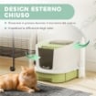 LETTIERA PER GATTI CHIUSA CON 2 PORTE, VASSOIO ESTRAIBILE, PALETTA E DEODORANTE, IN PP, 40.5X52.5X42.5 CM, VERDE