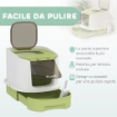 LETTIERA PER GATTI CHIUSA CON 2 PORTE, VASSOIO ESTRAIBILE, PALETTA E DEODORANTE, IN PP, 40.5X52.5X42.5 CM, VERDE