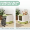 LETTIERA PER GATTI CHIUSA CON 2 PORTE, VASSOIO ESTRAIBILE, PALETTA E DEODORANTE, IN PP, 40.5X52.5X42.5 CM, VERDE