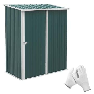 CASETTA DA GIARDINO IN ACCIAIO PORTA ATTREZZI CON CATENACCIO, 161.5X94.5X196CM, VERDE