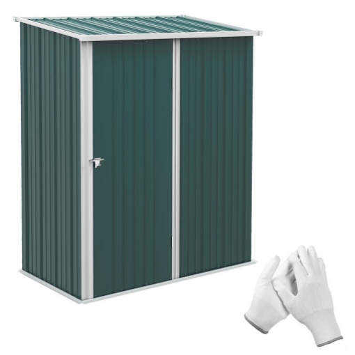 CASETTA DA GIARDINO IN ACCIAIO PORTA ATTREZZI CON CATENACCIO, 161.5X94.5X196CM, VERDE