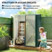 CASETTA DA GIARDINO IN ACCIAIO PORTA ATTREZZI CON CATENACCIO, 161.5X94.5X196CM, VERDE
