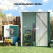 CASETTA DA GIARDINO IN ACCIAIO PORTA ATTREZZI CON CATENACCIO, 161.5X94.5X196CM, VERDE