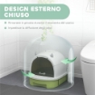 LETTIERA PER GATTI CHIUSA CON VASSOIO ESTRAIBILE, PALETTA E FILTRO AI CARBONI ATTIVI, MULTICOLORE