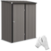 CASETTA DA GIARDINO IN ACCIAIO PORTA ATTREZZI CON CATENACCIO, 161.5X94.5X196CM, GRIGIO CHIARO