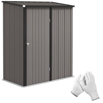 CASETTA DA GIARDINO IN ACCIAIO PORTA ATTREZZI CON CATENACCIO, 161.5X94.5X196CM, GRIGIO CHIARO
