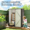 CASETTA DA GIARDINO IN ACCIAIO PORTA ATTREZZI CON CATENACCIO, 161.5X94.5X196CM, GRIGIO CHIARO