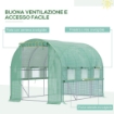 SERRA PER ORTO 3X2X2M IN ACCIAIO E COPERTURA PE, PORTE CON ZIP E FINESTRE A RETE, VERDE