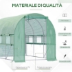 SERRA PER ORTO 3X2X2M IN ACCIAIO E COPERTURA PE, PORTE CON ZIP E FINESTRE A RETE, VERDE