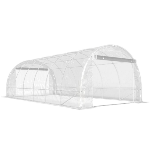 SERRA A TUNNEL 3X6X2 M CON PORTE AVVOLGIBILI, TELAIO IN ACCIAIO E COPERTURA IN PE ANTI-UV, TRASPARENTE