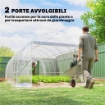 SERRA A TUNNEL 3X6X2 M CON PORTE AVVOLGIBILI, TELAIO IN ACCIAIO E COPERTURA IN PE ANTI-UV, TRASPARENTE