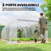 SERRA A TUNNEL 3X4X2 M CON PORTE AVVOLGIBILI, TELAIO IN ACCIAIO E COPERTURA IN PE ANTI-UV, TRASPARENTE