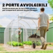 SERRA A TUNNEL 2X3X2 M CON PORTE AVVOLGIBILI, TELAIO IN ACCIAIO E COPERTURA IN PE ANTI-UV, TRASPARENTE