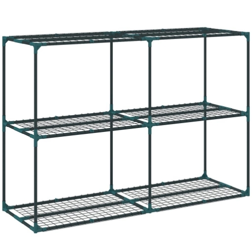 PORTAPIANTE A 3 LIVELLI APERTI IN ACCIAIO E PLASTICA, 143X48X100 CM, VERDE SCURO