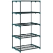 PORTAPIANTE A 5 LIVELLI APERTI IN ACCIAIO E PLASTICA, 67X49X138 CM, VERDE SCURO
