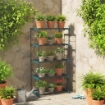 PORTAPIANTE A 5 LIVELLI APERTI IN ACCIAIO E PLASTICA, 67X49X138 CM, VERDE SCURO