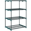 PORTAPIANTE A 4 LIVELLI APERTI IN ACCIAIO E PLASTICA, 67X49X105 CM, VERDE SCURO