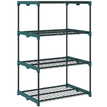 PORTAPIANTE A 4 LIVELLI APERTI IN ACCIAIO E PLASTICA, 67X49X105 CM, VERDE SCURO