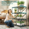 PORTAPIANTE A 4 LIVELLI APERTI IN ACCIAIO E PLASTICA, 67X49X105 CM, VERDE SCURO
