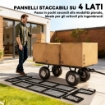 CARRELLO DA GIARDINO IN ACCIAIO DA 114L CON SACCA PORTAOGGETTI E PARETI RIMOVIBILI, 105X51X54 CM, VERDE